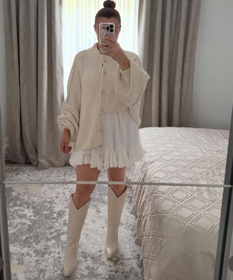 Oversize Strickjacke Jalsien Beige