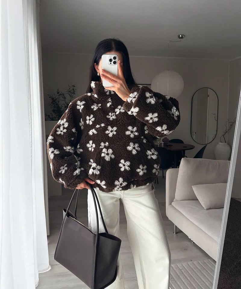 Teddyfell Zip Pullover Nila Braun