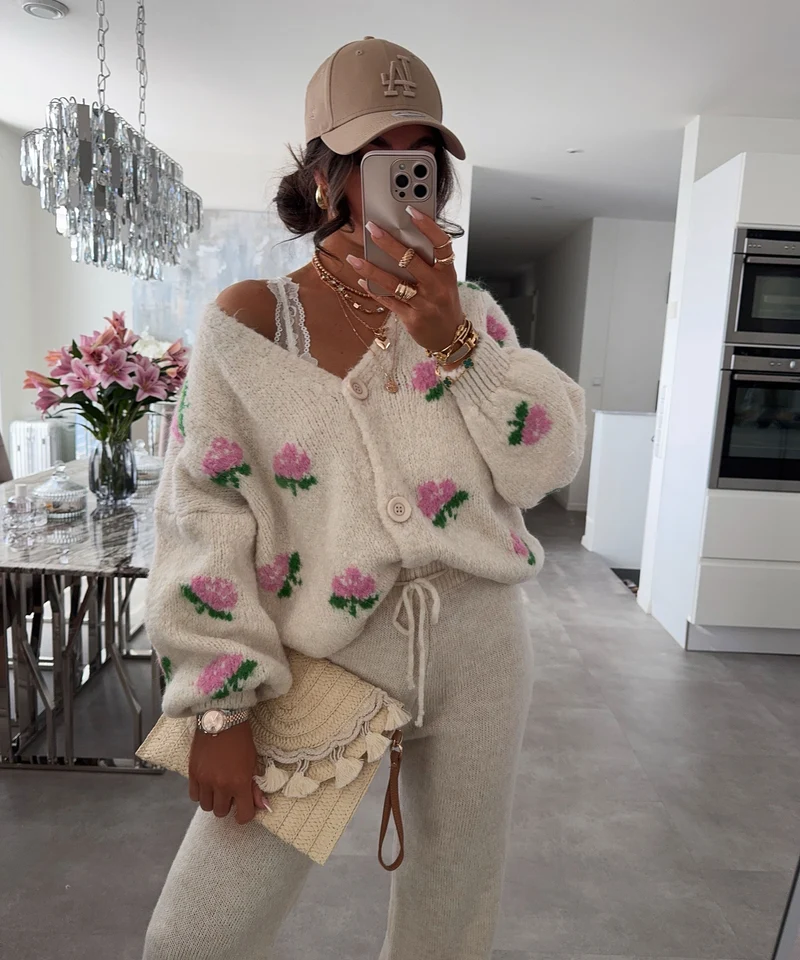 Cardigan Rose Beige