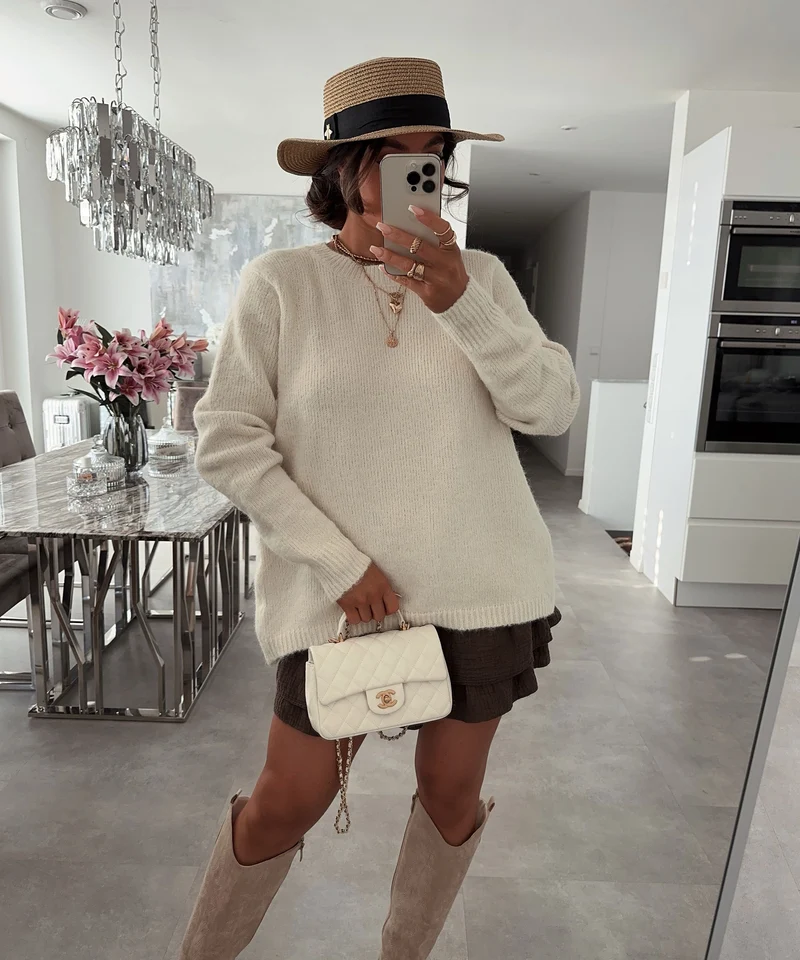 Pullover mit Schleifen Orla Beige