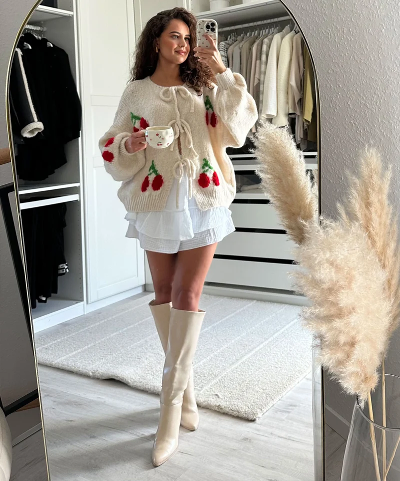 Cardigan Schleife Fia Cherry Beige
