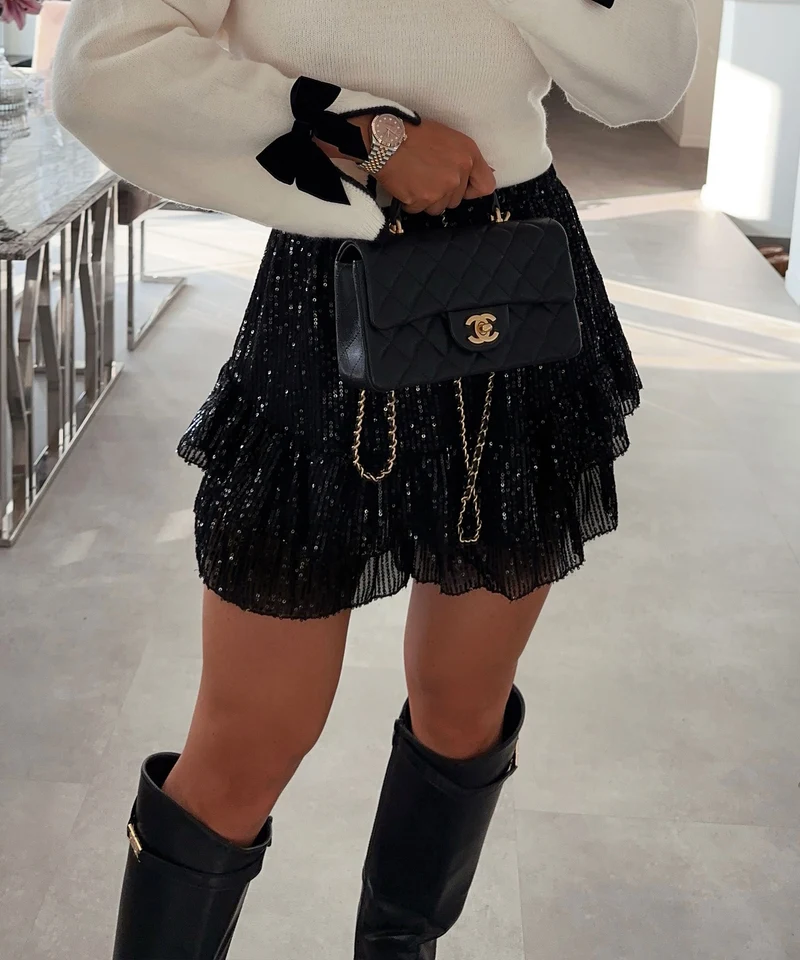 Pailletten Hosenrock Gabby Schwarz