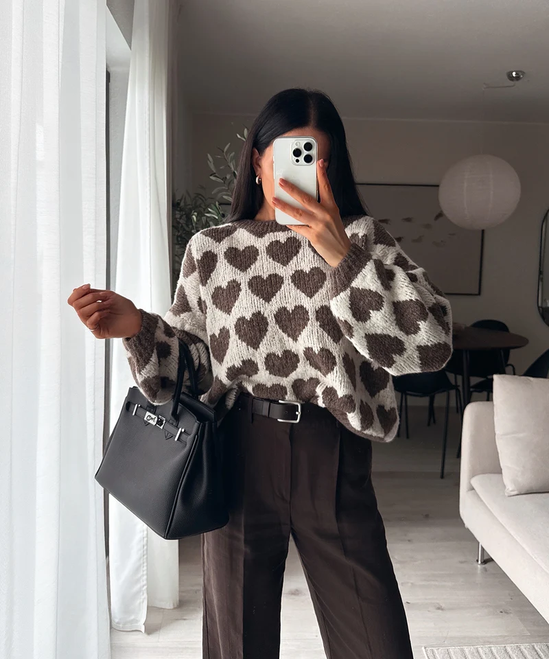 Pullover Mona Herzen Braun