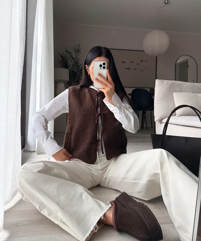 Extra Long Stretch Mid Waist Wide Leg Jeans Zerra Beige
