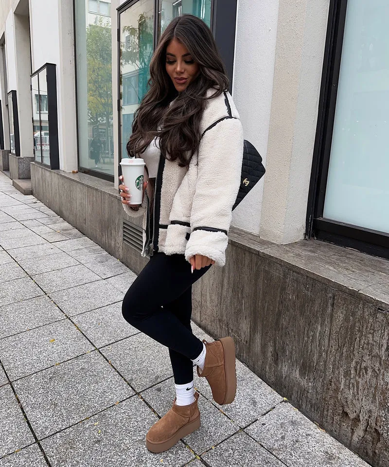 Teddyfelljacke Snow Cremeweiß