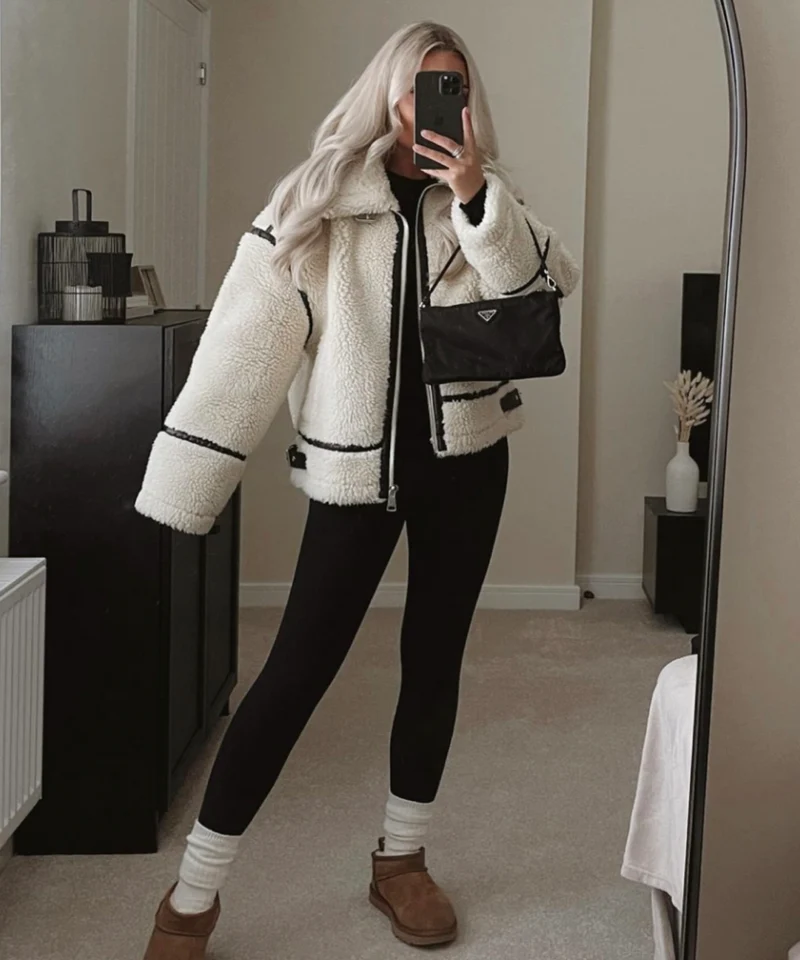 Teddyfelljacke Snow Cremeweiß