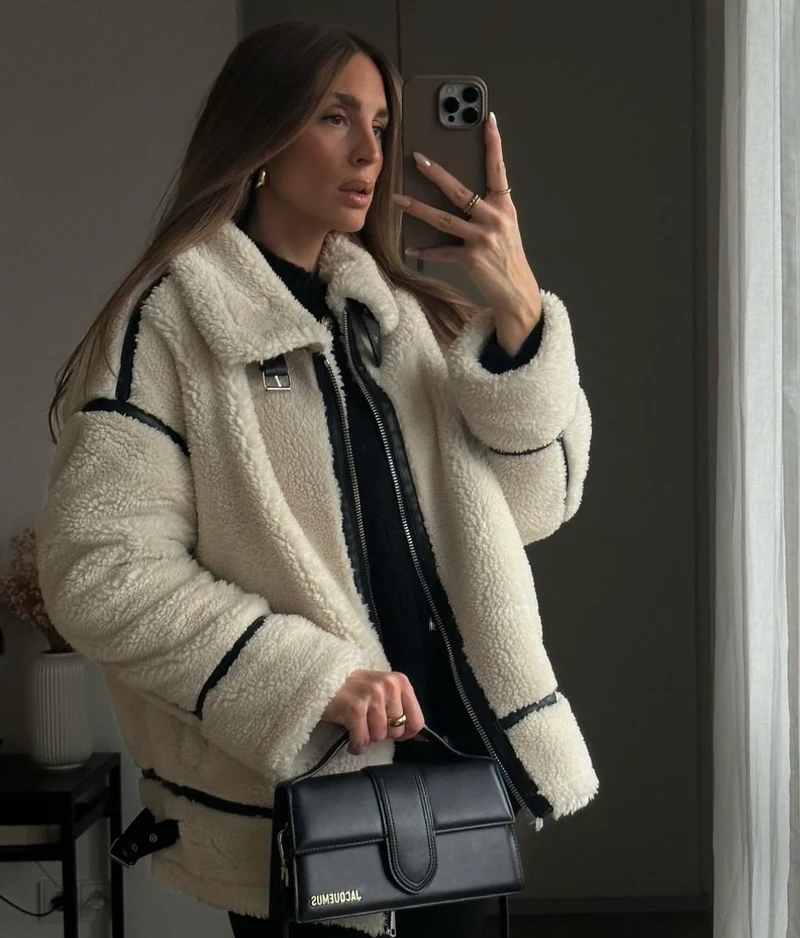 Teddyfelljacke Snow Cremeweiß