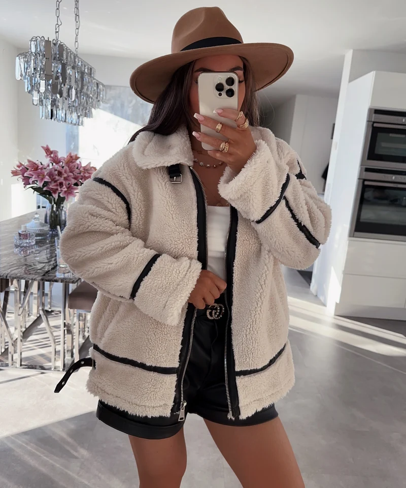 Teddyfelljacke Snow Cremeweiß