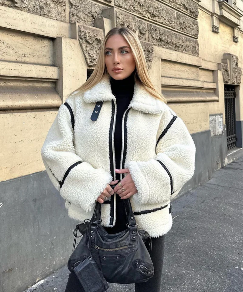 Teddyfelljacke Snow Cremeweiß
