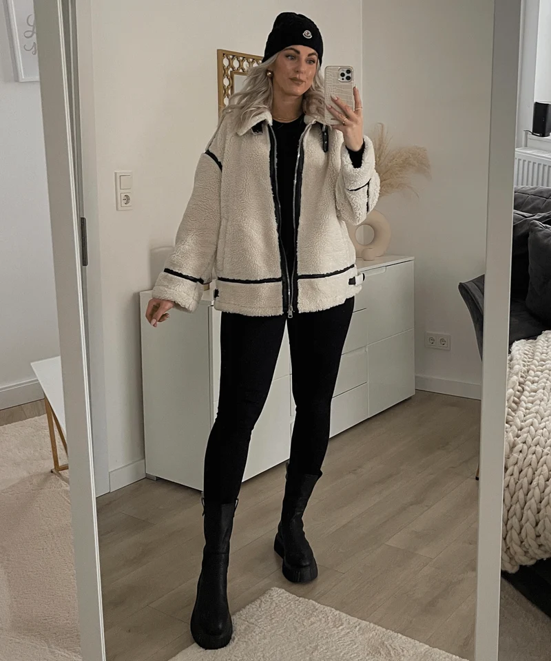 Teddyfelljacke Snow Cremeweiß