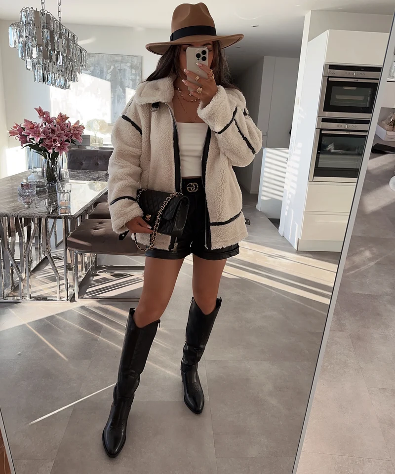 Teddyfelljacke Snow Cremeweiß