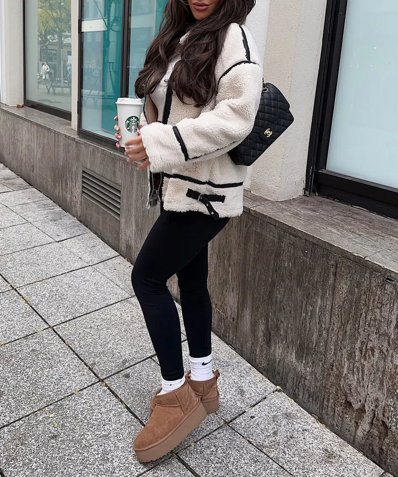 Teddyfelljacke Snow Cremeweiß