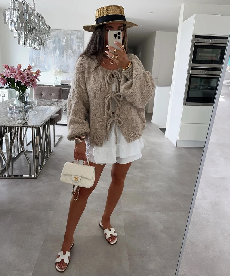 Cardigan Schleife Fia Taupe