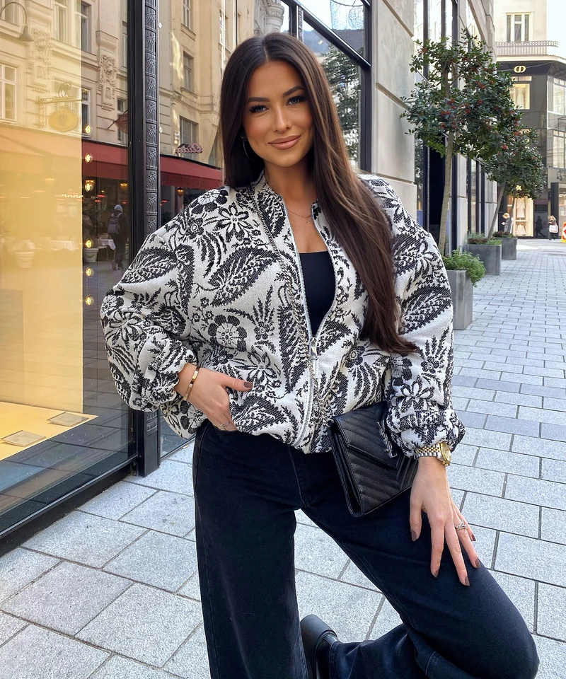 Jacke Flower Schwarz