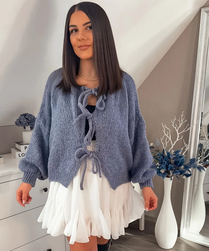 Cardigan Schleife Fia Jeansblau