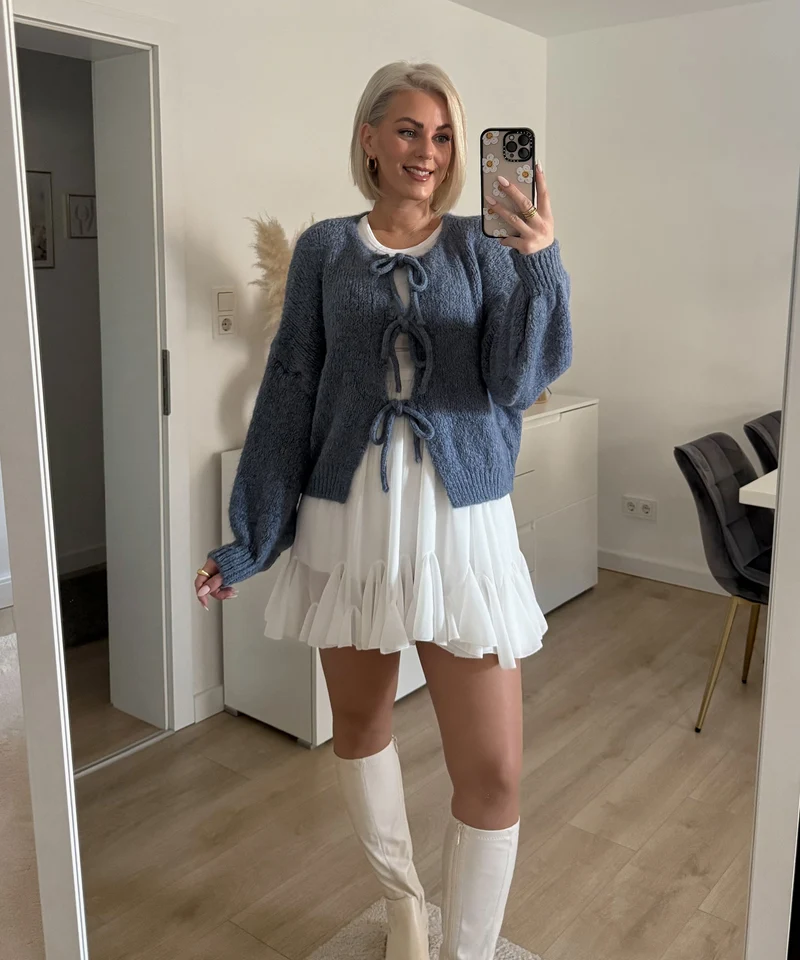 Cardigan Schleife Fia Jeansblau