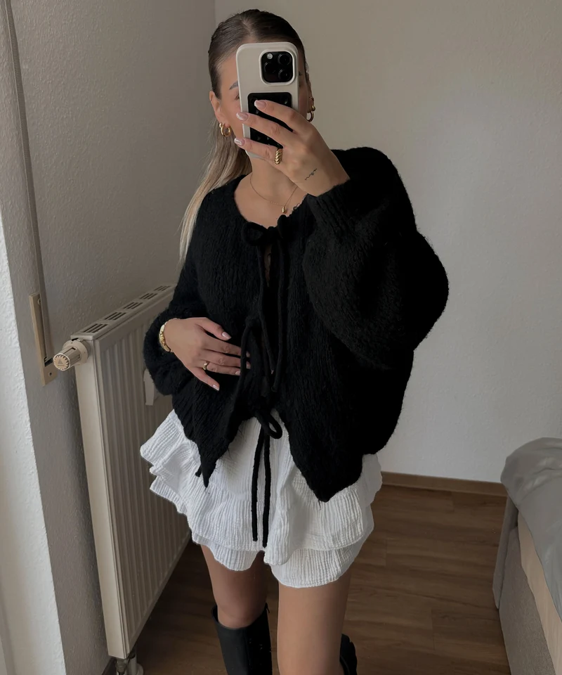 Cardigan Schleife Fia Schwarz