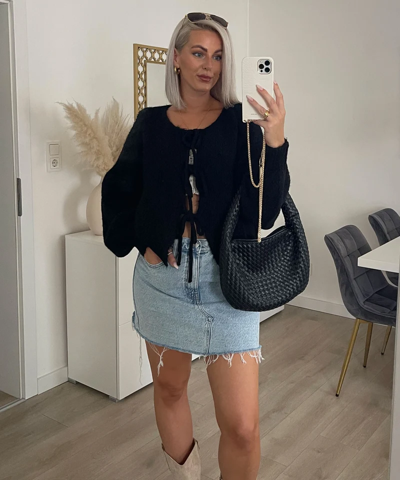 Cardigan Schleife Fia Schwarz