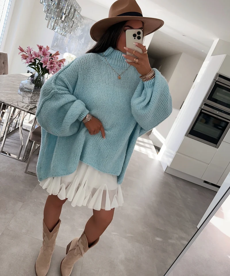 Oversize Pullover Nata Hellblau