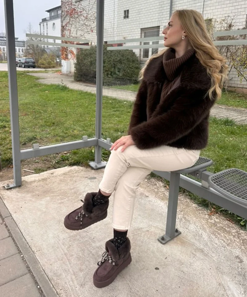 Felljacke Amara Dunkelbraun