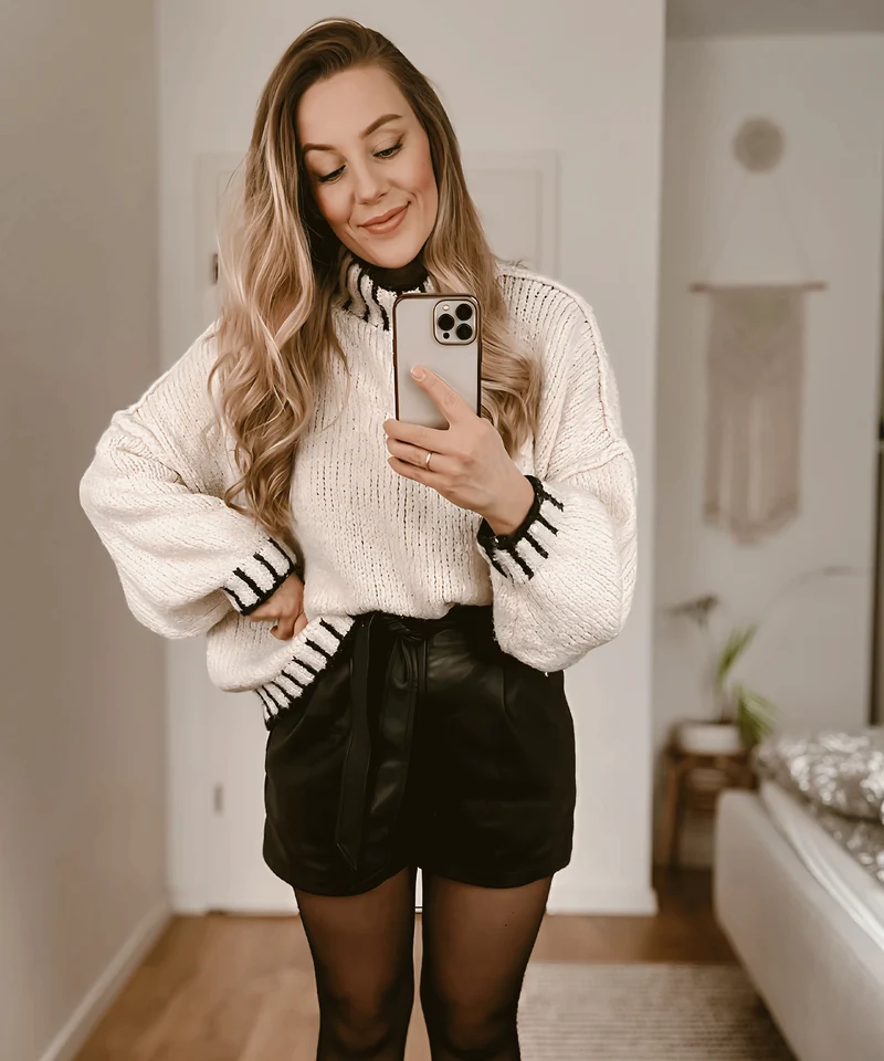 Pullover Salma Beige Schwarz
