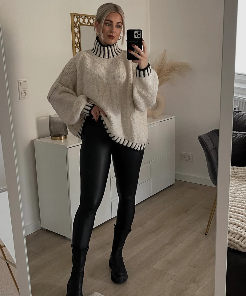 Pullover Salma Beige Schwarz