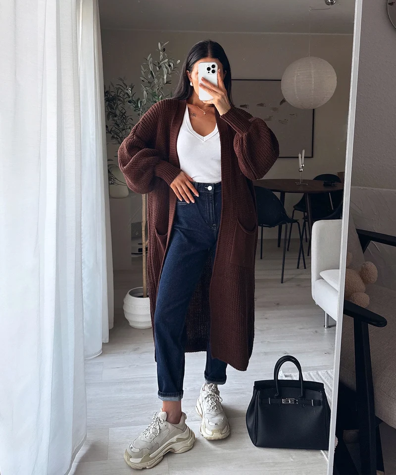 Cardigan Leilani lang Dunkelbraun