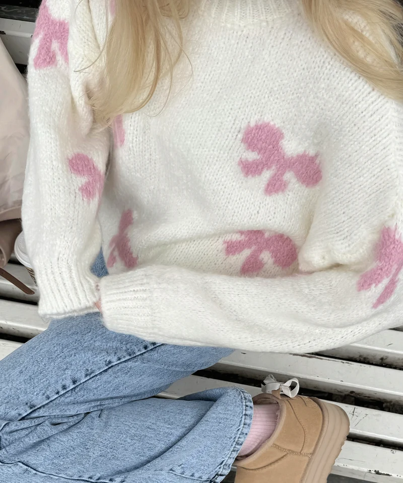 Pullover Belle Schleife Weiß