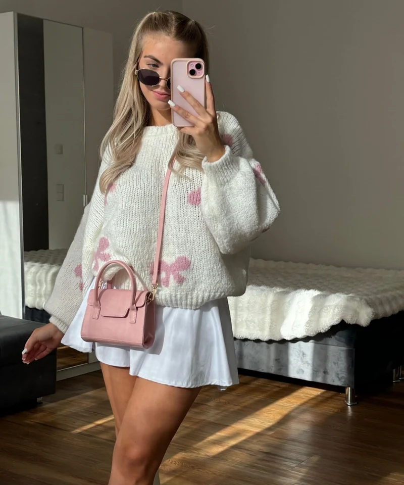 Pullover Belle Schleife Weiß