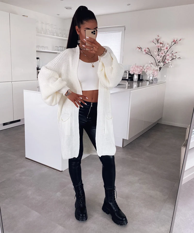 Cardigan Leilani Kurz Cremeweiß