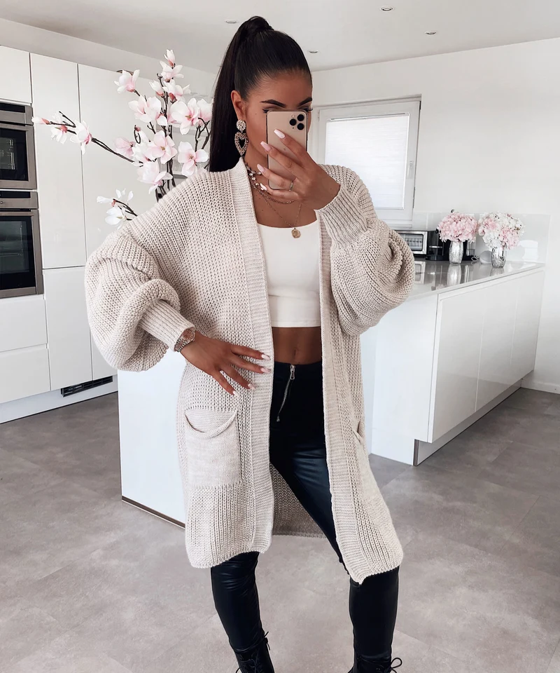 Cardigan Leilani Kurz Beige