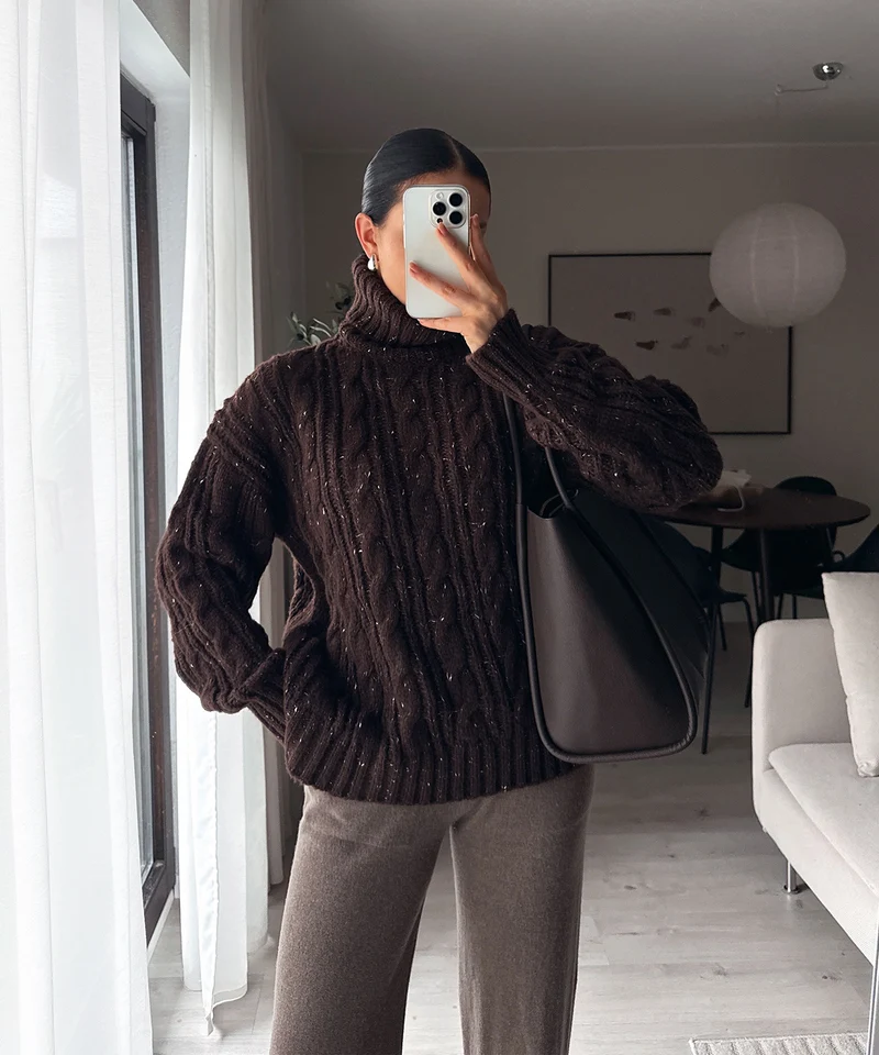 Rollkragen Pullover Vilena Braun