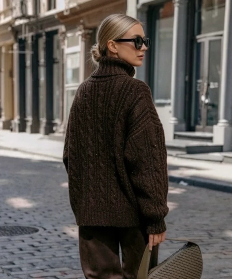 Rollkragen Pullover Vilena Braun