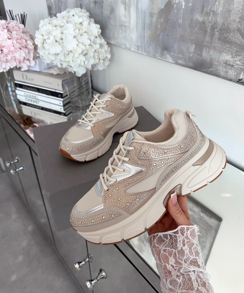 Sneaker Lola Strass Beige