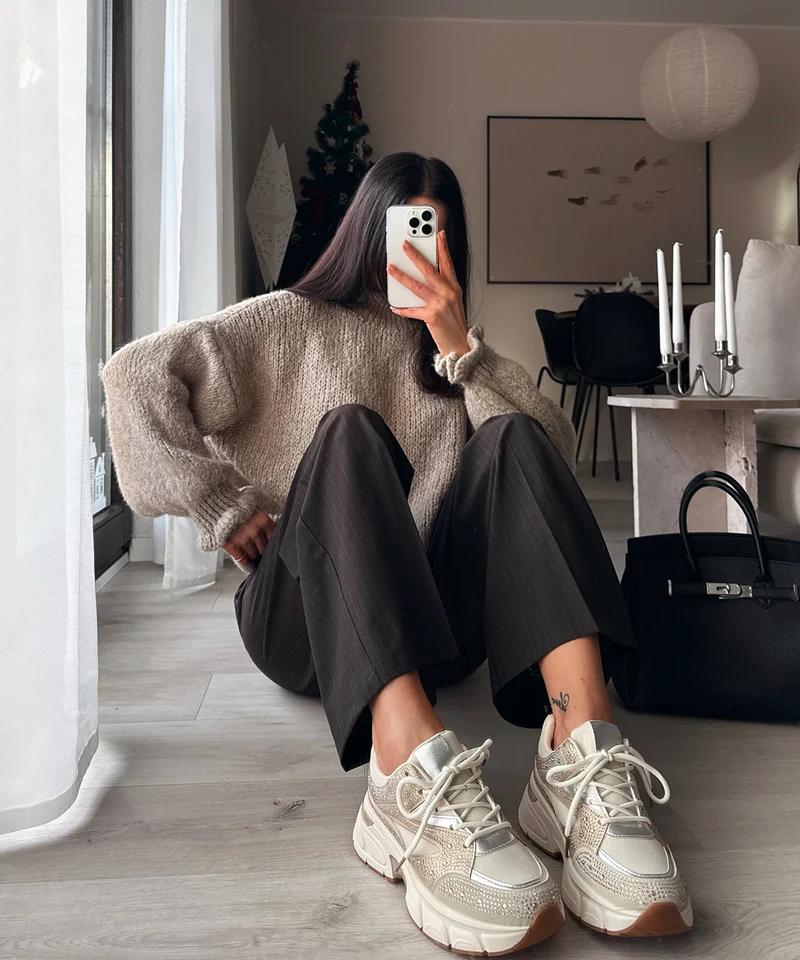 Sneaker Lola Strass Beige