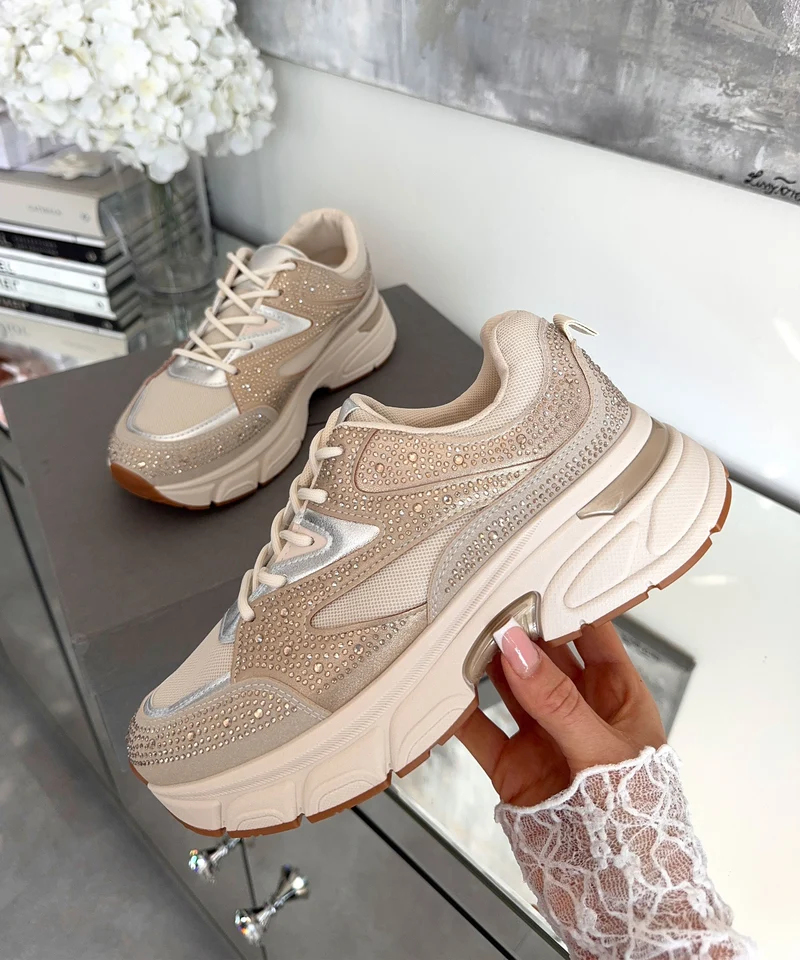 Sneaker Lola Strass Beige
