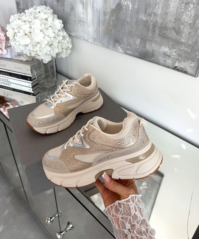 Sneaker Lola Strass Beige