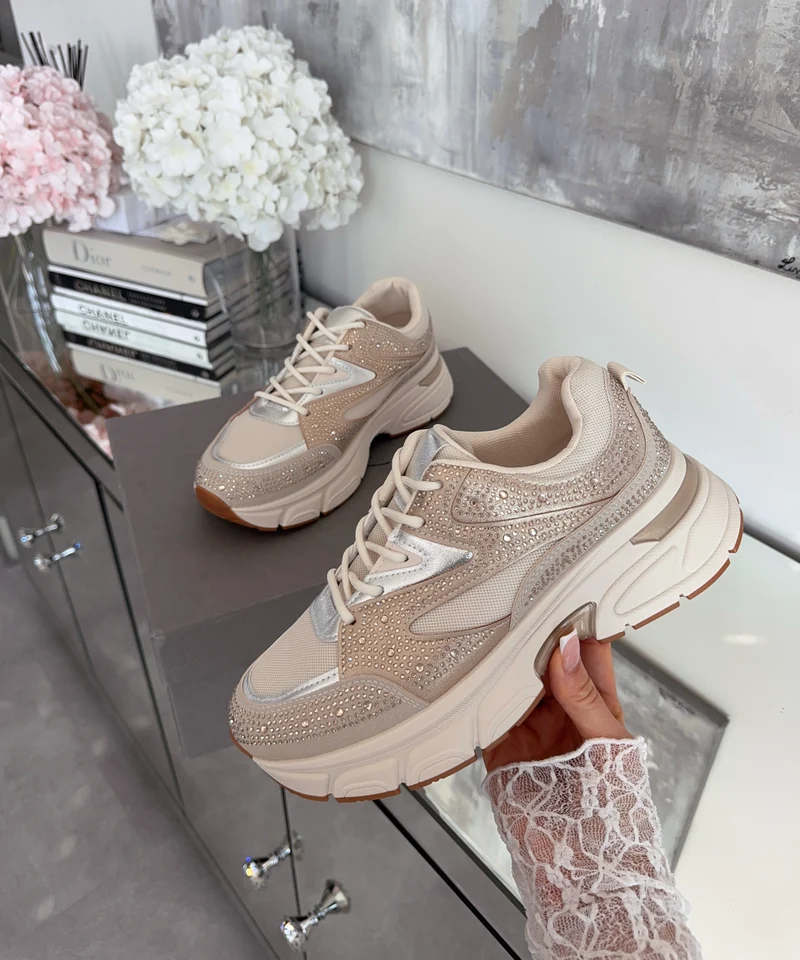 Sneaker Lola Strass Beige