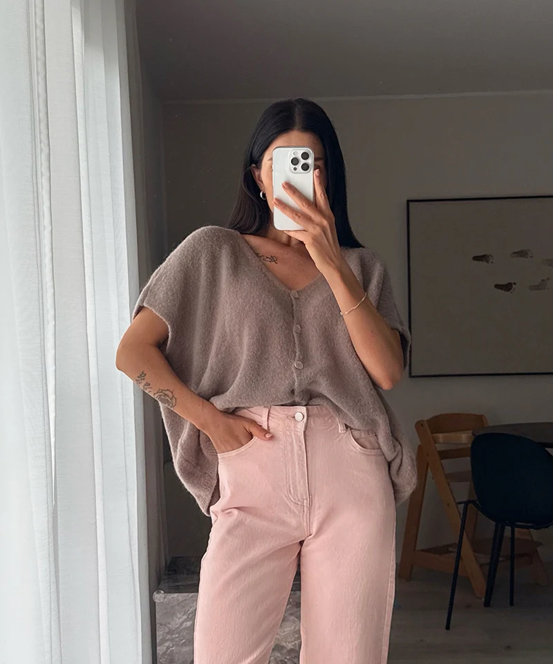 Kurzarm Cardigan Liz Taupe