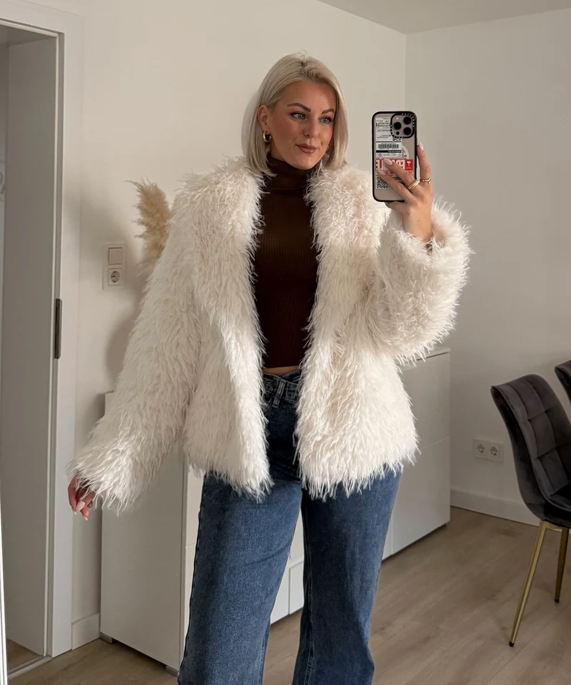 Kunstfell Jacke Sophie Weiß