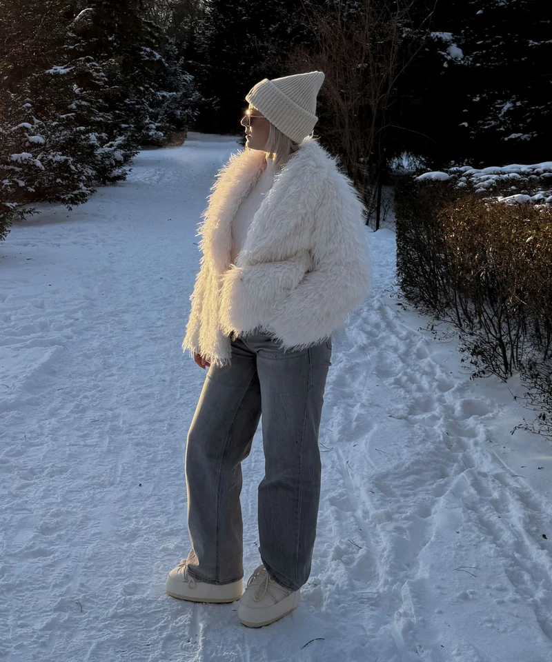 Kunstfell Jacke Sophie Weiß