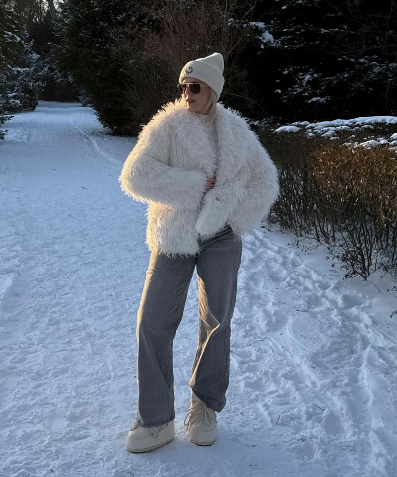 Kunstfell Jacke Sophie Weiß