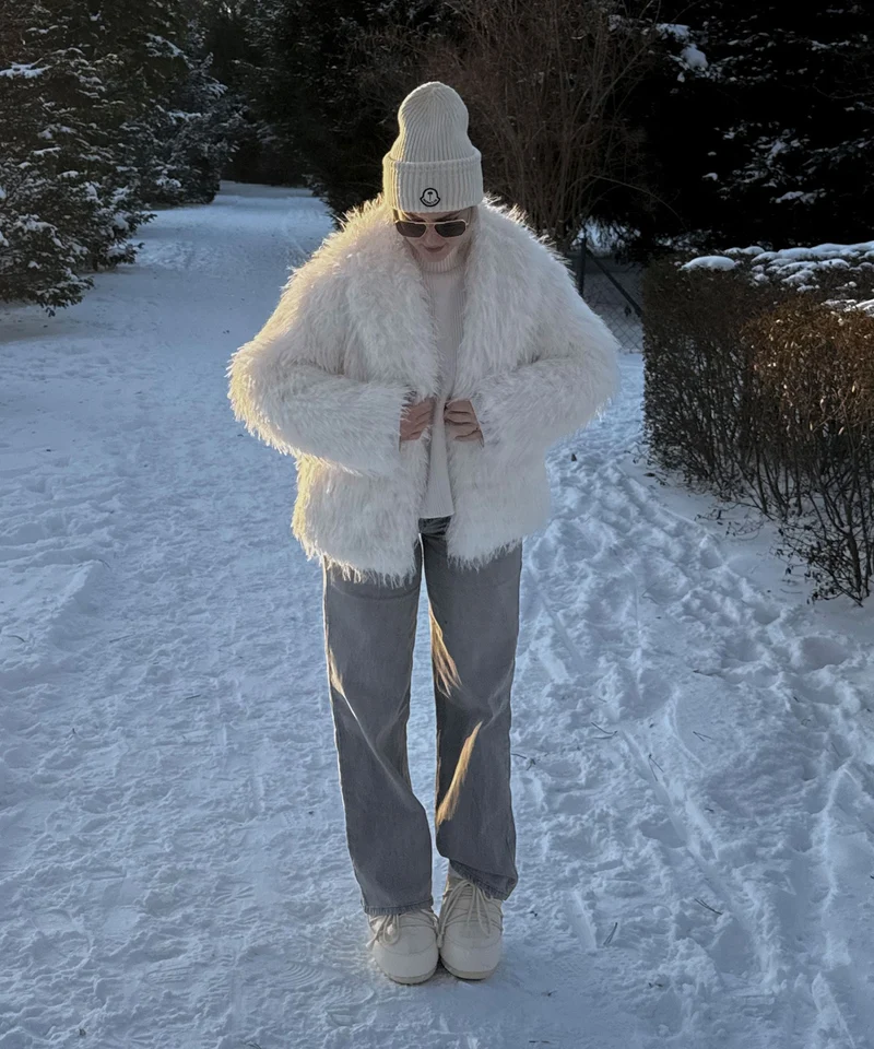Kunstfell Jacke Sophie Weiß