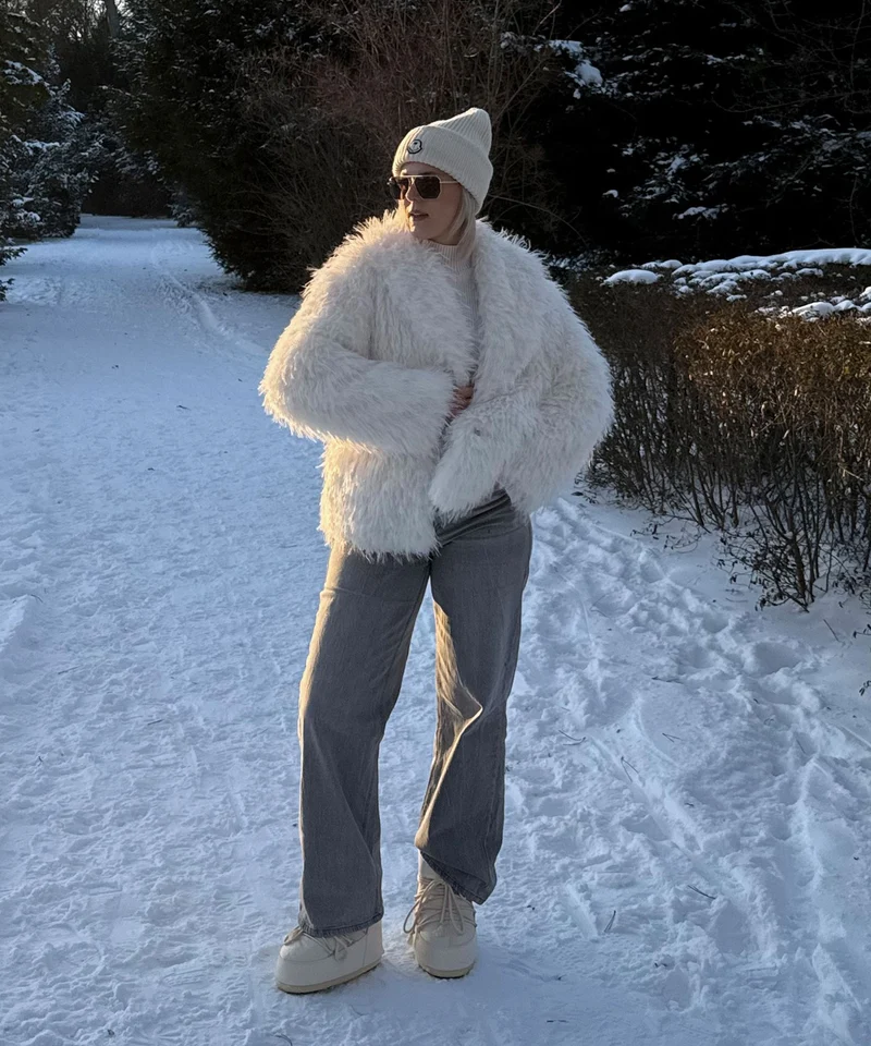 Kunstfell Jacke Sophie Weiß