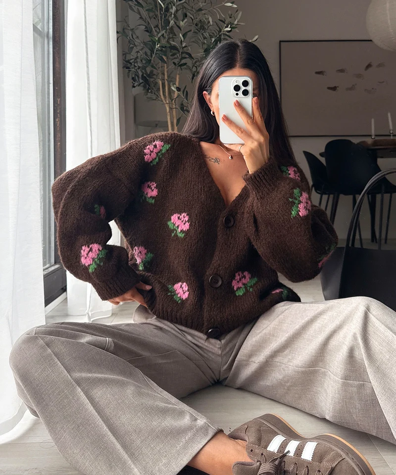 Cardigan Rose Dunkelbraun