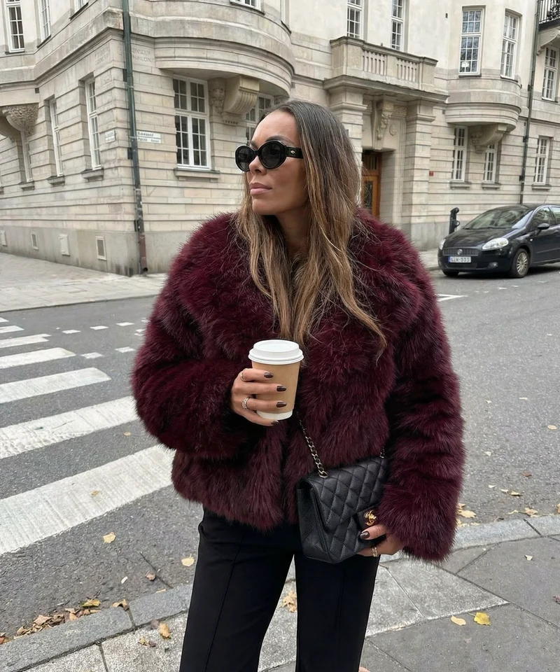 Felljacke Anastasia Weinrot