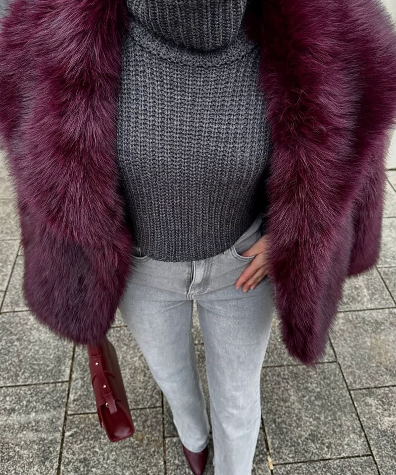 Felljacke Anastasia Weinrot