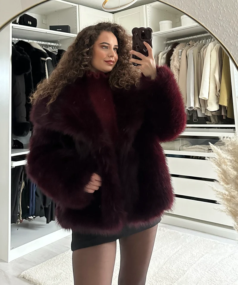 Felljacke Anastasia Weinrot