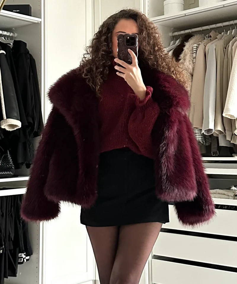 Felljacke Anastasia Weinrot