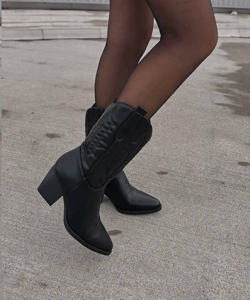 Cowboy Stiefel Selenay Schwarz Midi